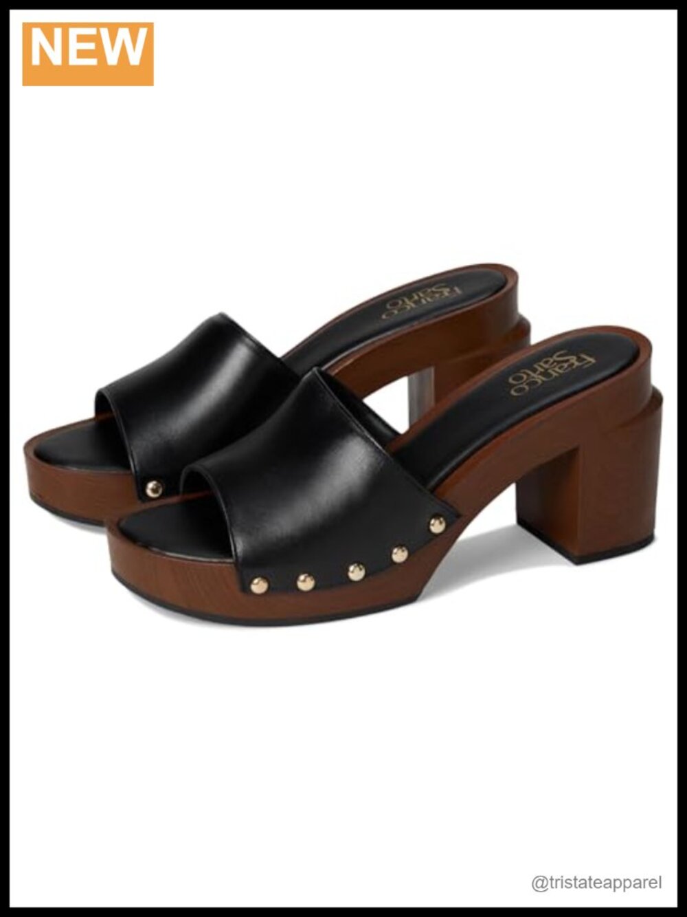 Leather Slip-On Mules with Square Toe & Cushioned Footbed